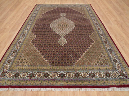 Tabriz Fine Oriental hand-knotted wool rug in Red & Porcelain Ivory, 10' x 13'10" — SKU O065769 (view 2)