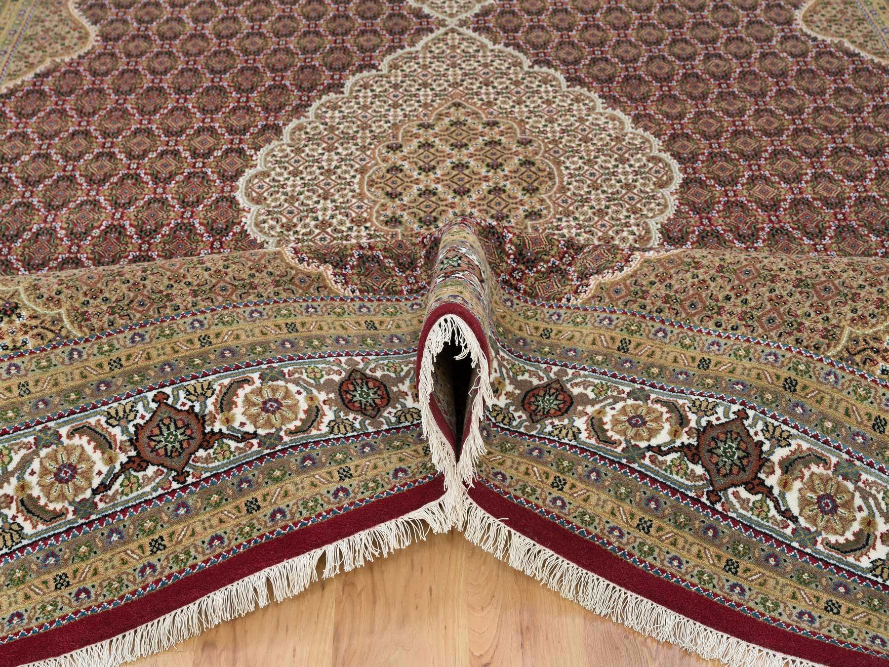 Tabriz Fine Oriental hand-knotted wool rug in Red & Porcelain Ivory, 10' x 13'10" — SKU O065769 (view 5)