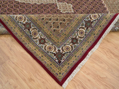 Tabriz Fine Oriental hand-knotted wool rug in Red & Porcelain Ivory, 10' x 13'10" — SKU O065769 (view 6)