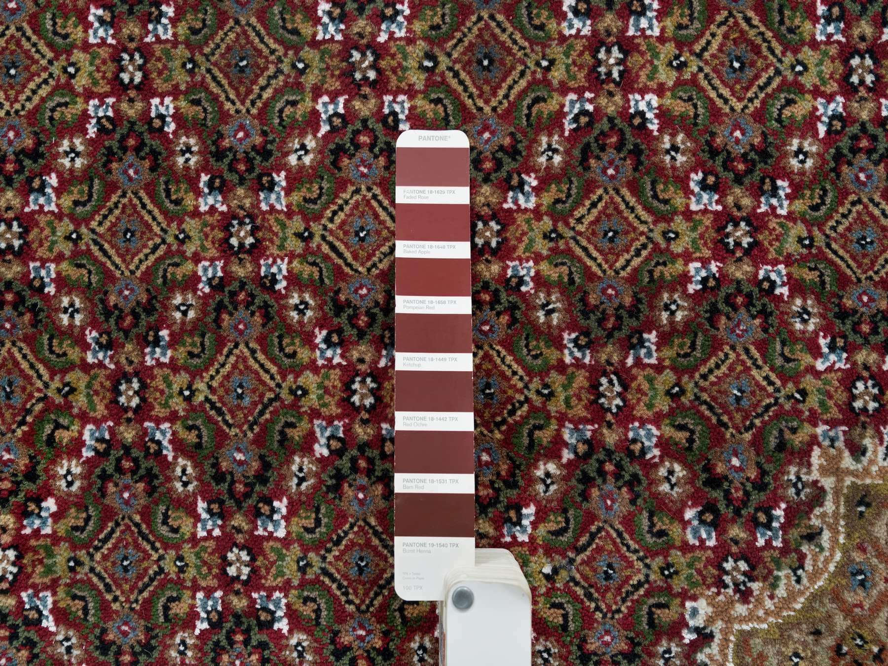 Tabriz Fine Oriental hand-knotted wool rug in Red & Porcelain Ivory, 10' x 13'10" — SKU O065769 (view 7)