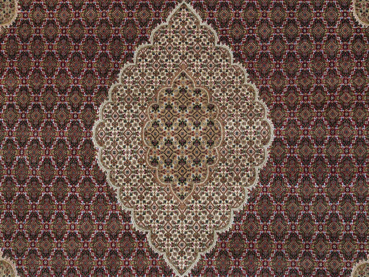 Tabriz Fine Oriental hand-knotted wool rug in Red & Porcelain Ivory, 10' x 13'10" — SKU O065769 (view 8)