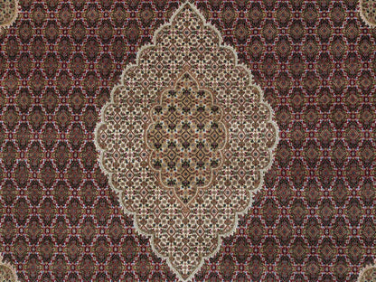 Tabriz Fine Oriental hand-knotted wool rug in Red & Porcelain Ivory, 10' x 13'10" — SKU O065769 (view 8)