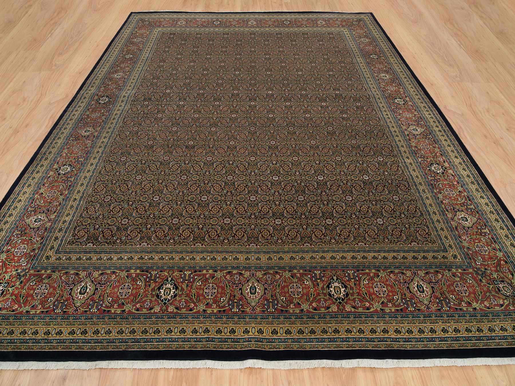 Herati Fine Oriental hand-knotted wool rug in Black & Brick Red, 11'11" x 15'3" — SKU O065791 (view 2)