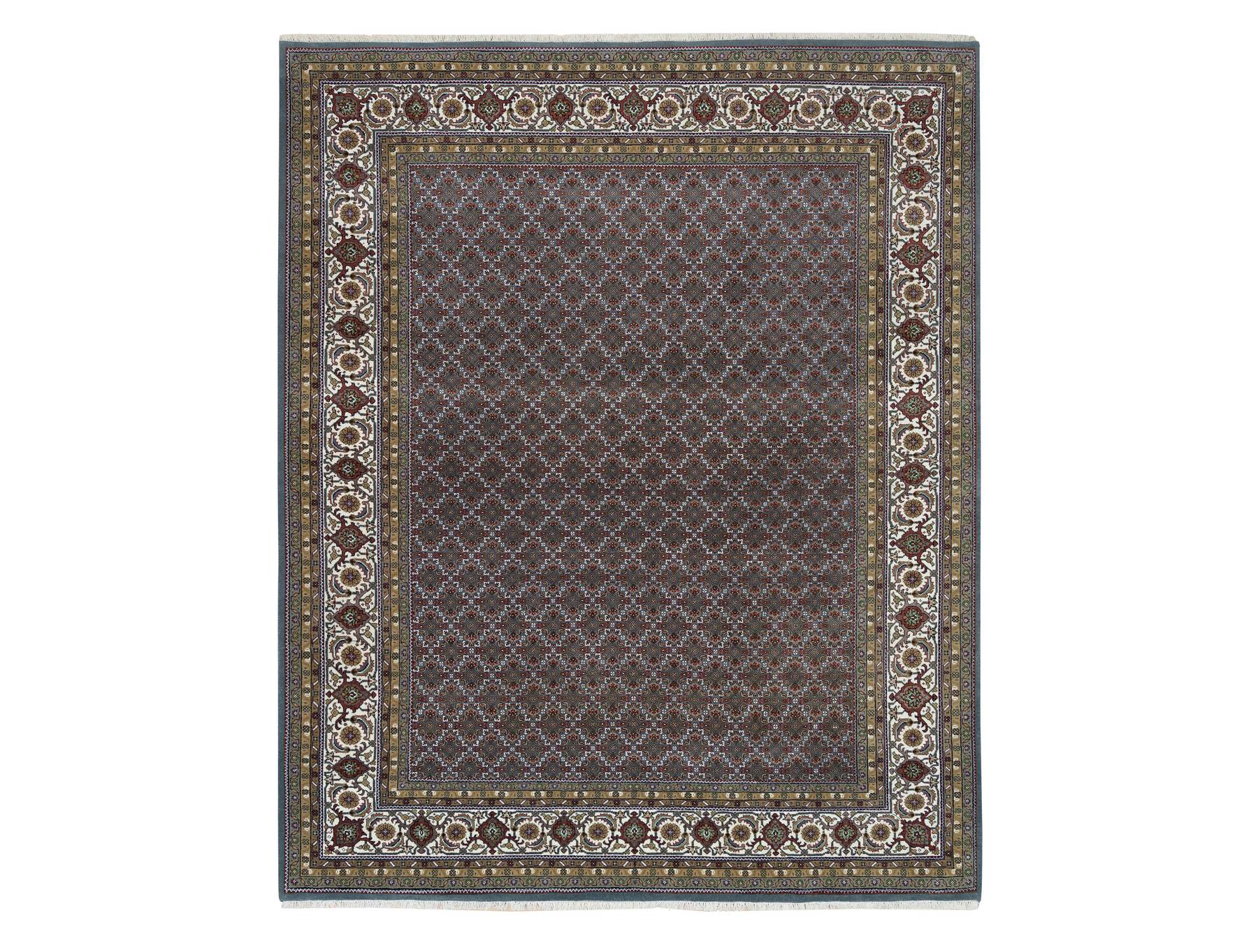 Herati Fine Oriental hand-knotted wool rug in Gray & Shadow White, 8'1" x 10' — SKU O065792