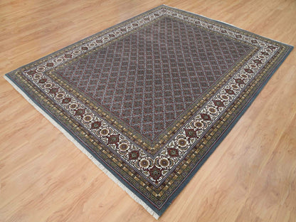 Herati Fine Oriental hand-knotted wool rug in Gray & Shadow White, 8'1" x 10' — SKU O065792 (view 3)