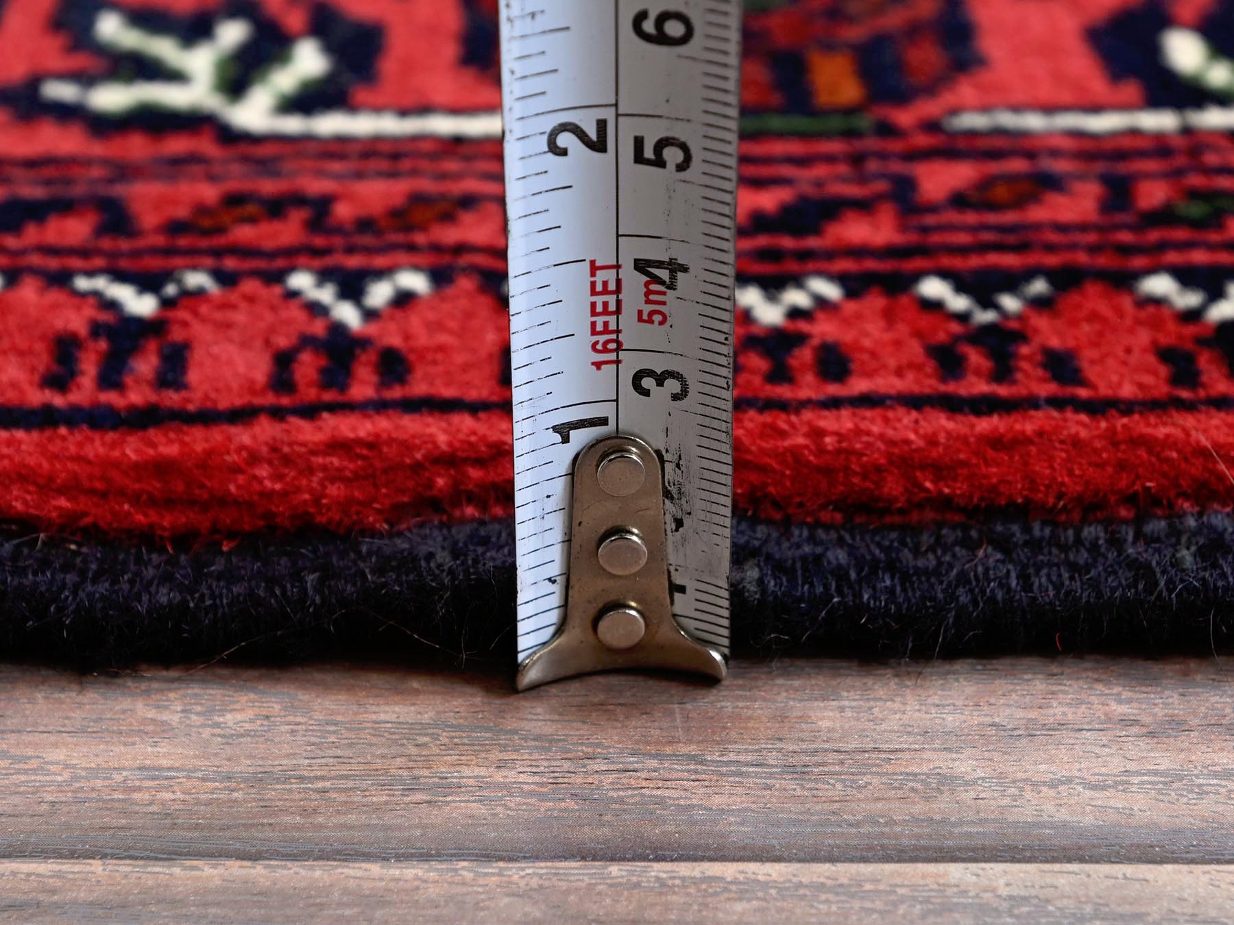 Tribal & Geometric hand-knotted wool rug in Red, 5' x 7' — SKU O0657 (view 6)