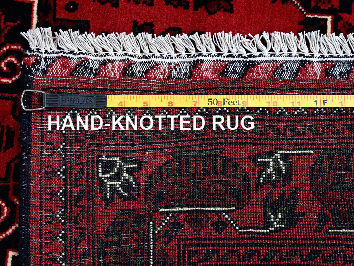 Tribal & Geometric hand-knotted wool rug in Red, 5' x 7' — SKU O0657 (view 7)