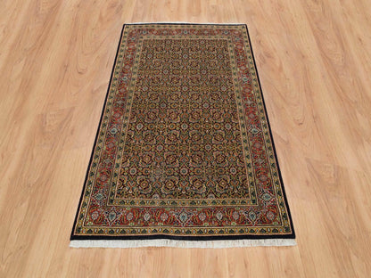 Black 4'1" x 6'3" Fine Oriental Hand knotted Wool Rug - Sku: O065803
