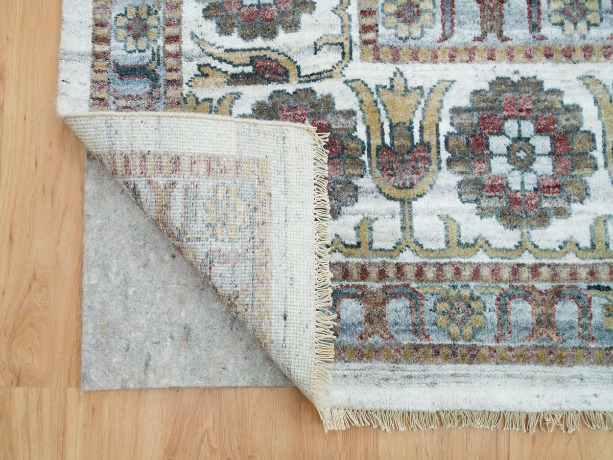 Shiraz Tribal & Geometric hand-knotted wool rug in Ivory & Whisper White, 13'8" x 17'9" — SKU O065817 (view 4)