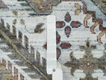 Shiraz Tribal & Geometric hand-knotted wool rug in Ivory & Whisper White, 13'8" x 17'9" — SKU O065817 (view 7)