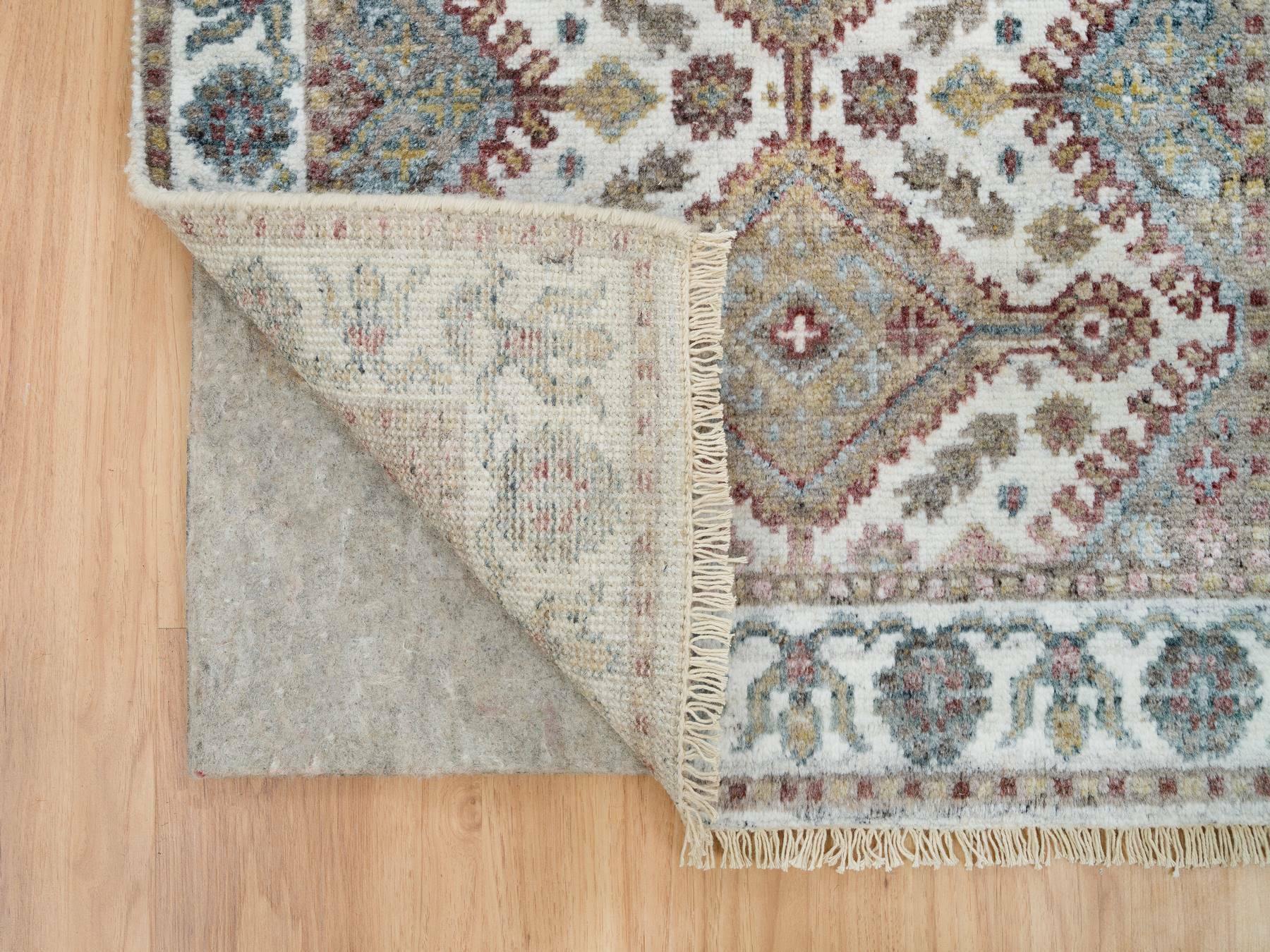 Shiraz Tribal & Geometric hand-knotted wool runner in Ivory & Vista White, 2'7" x 21'9" — SKU O065820 (view 3)