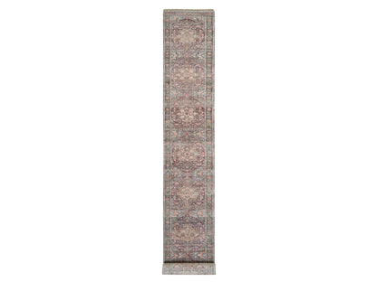 Heriz Tribal & Geometric hand-knotted wool runner in Red & Gray, 2'8" x 21'10" — SKU O065822