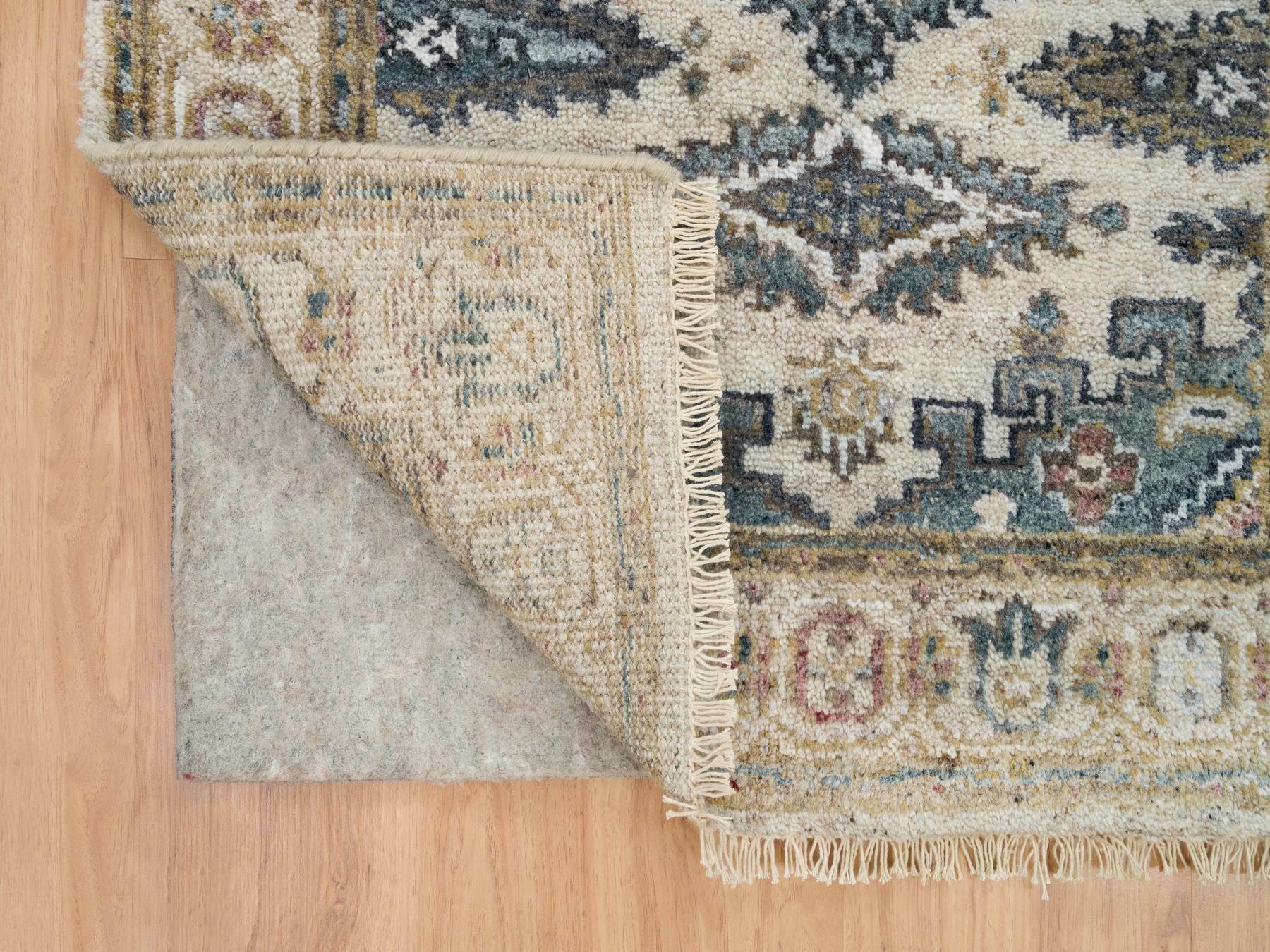 Tribal & Geometric hand-knotted wool runner in Ivory & Floral White, 2'7" x 21'7" — SKU O065823 (view 3)