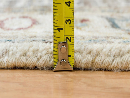 Tribal & Geometric hand-knotted wool runner in Ivory & Floral White, 2'7" x 21'7" — SKU O065823 (view 7)