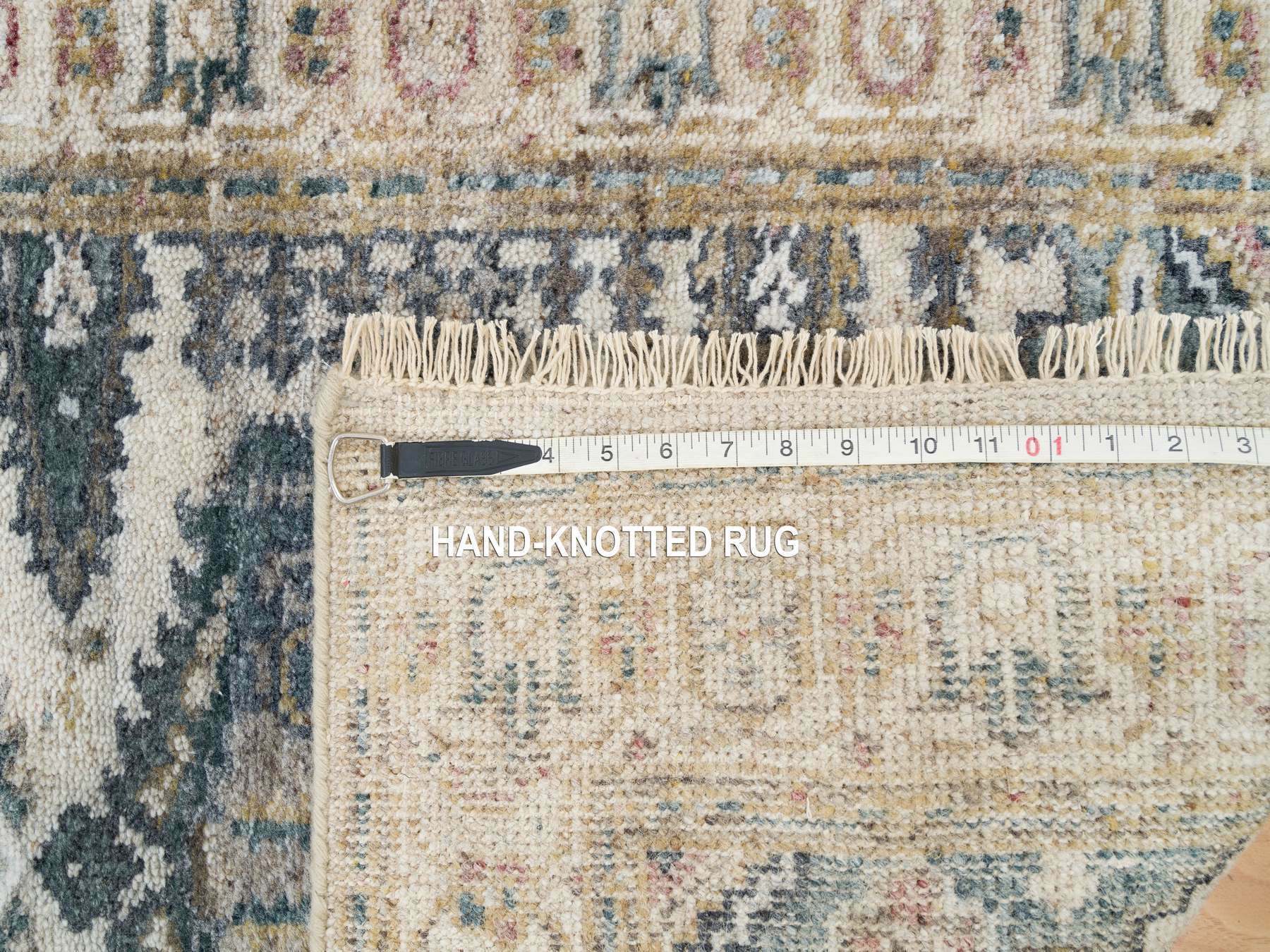 Tribal & Geometric hand-knotted wool runner in Ivory & Floral White, 2'7" x 21'7" — SKU O065823 (view 8)