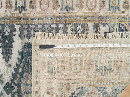 Tribal & Geometric hand-knotted wool runner in Ivory & Floral White, 2'7" x 21'7" — SKU O065823 (view 8)