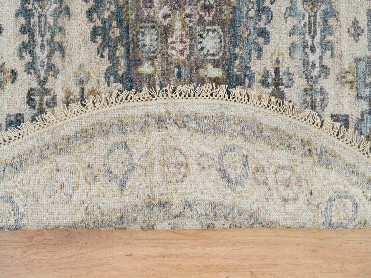 Tribal & Geometric hand-knotted wool rug in Ivory & Old Lace Ivory, 4'11" x 4'11" — SKU O065825 (view 3)