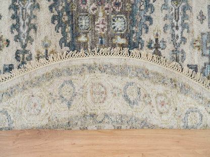 Tribal & Geometric hand-knotted wool rug in Ivory & Old Lace Ivory, 4'11" x 4'11" — SKU O065825 (view 3)