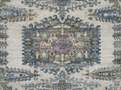 Tribal & Geometric hand-knotted wool rug in Ivory & Old Lace Ivory, 4'11" x 4'11" — SKU O065825 (view 5)