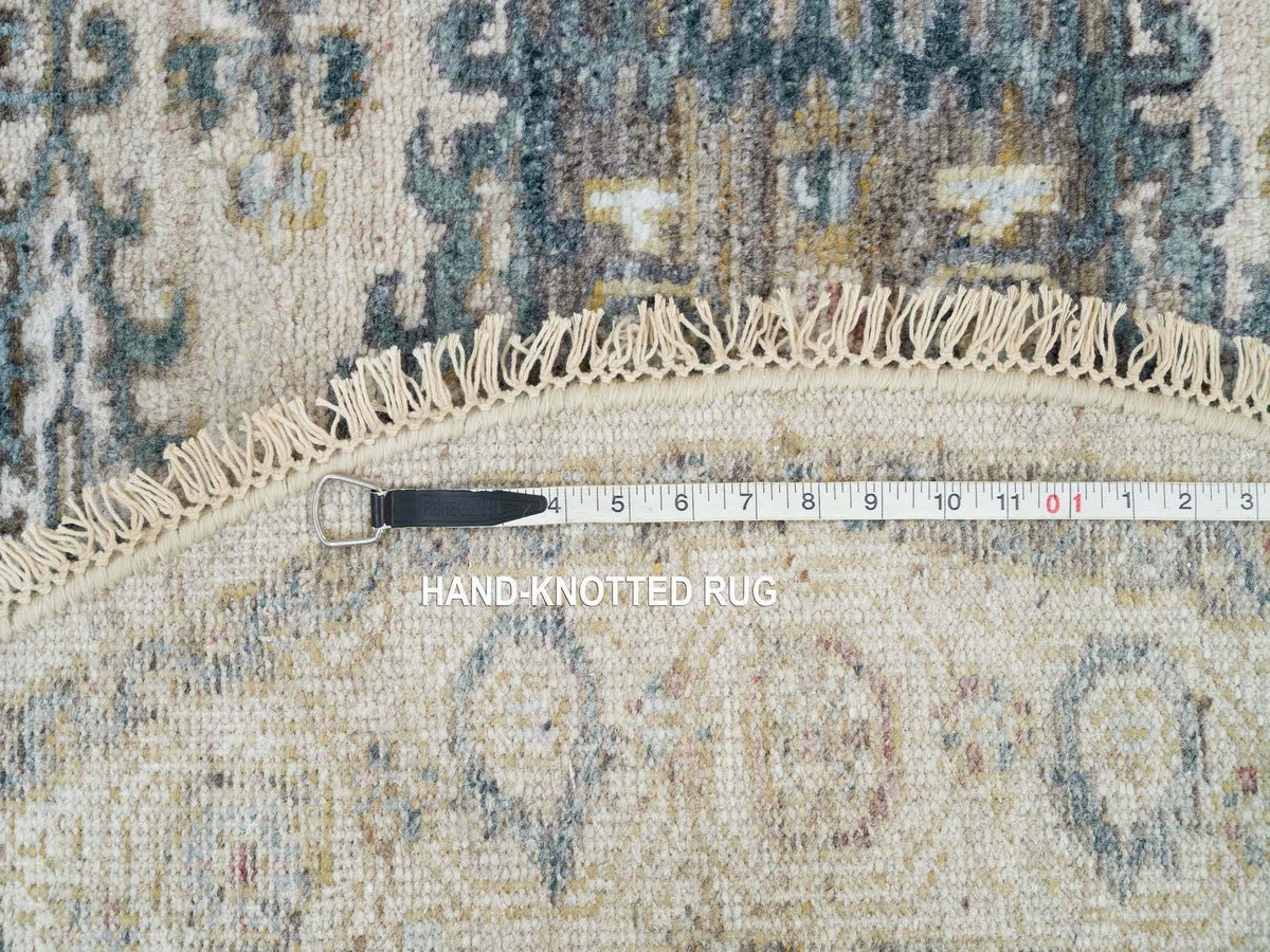 Tribal & Geometric hand-knotted wool rug in Ivory & Old Lace Ivory, 4'11" x 4'11" — SKU O065825 (view 8)