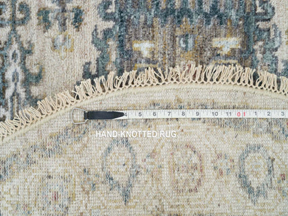 Tribal & Geometric hand-knotted wool rug in Ivory & Old Lace Ivory, 4'11" x 4'11" — SKU O065825 (view 8)