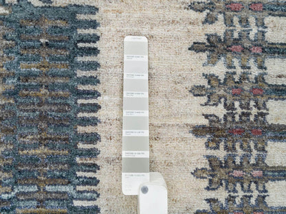 Ivory 8'0" x 8'0" Tribal Hand knotted Wool Rug - Sku: O065826