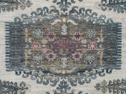 Ivory 8'0" x 8'0" Tribal Hand knotted Wool Rug - Sku: O065826
