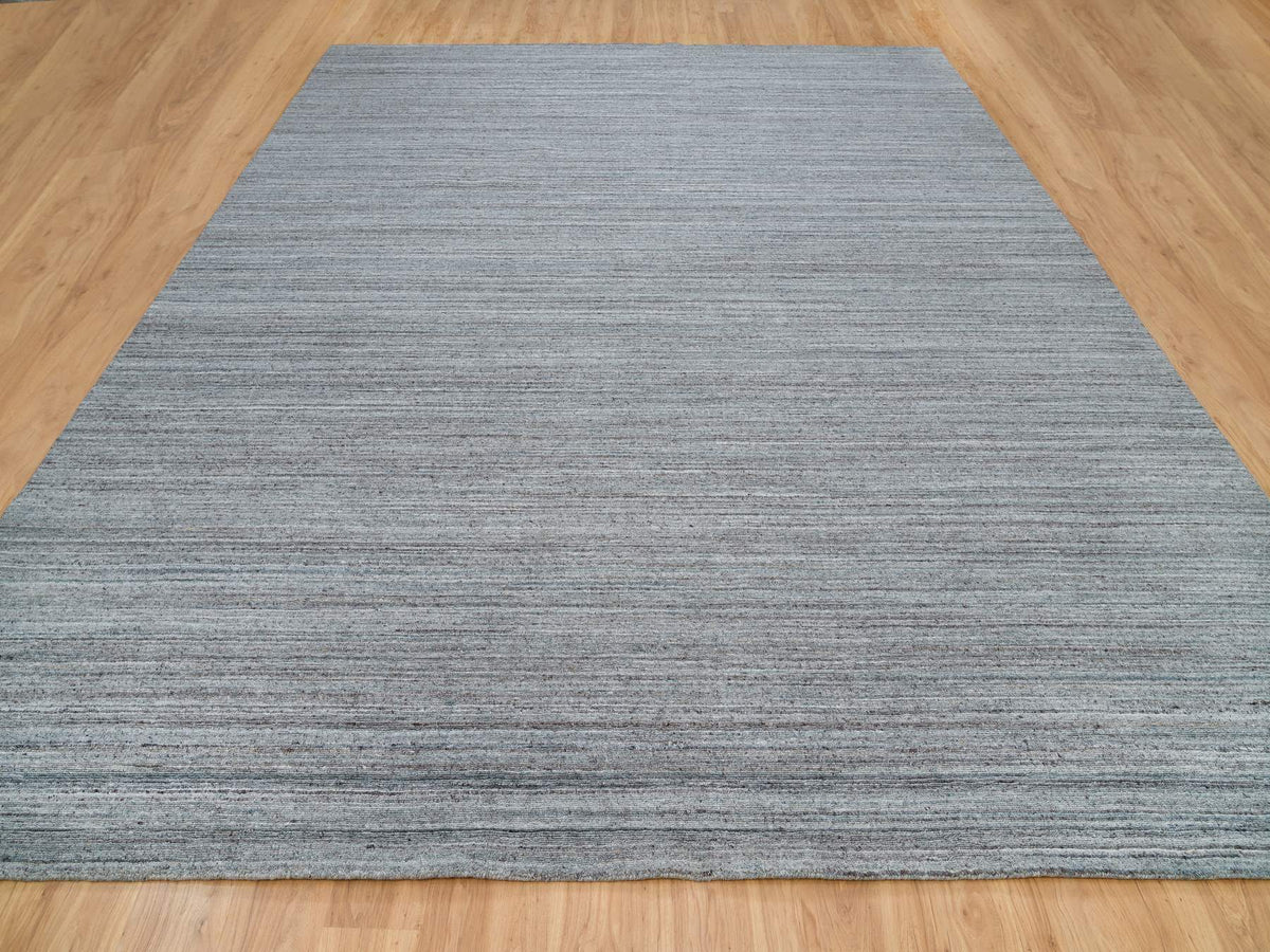 Modern / Contemporary hand-knotted wool rug in Gray, 12' x 14'11" — SKU O065836 (view 2)