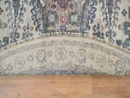 Tribal & Geometric hand-knotted wool rug in Ivory & Eggshell Ivory, 5'10" x 5'10" — SKU O065837 (view 3)