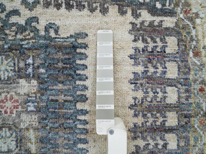 Tribal & Geometric hand-knotted wool rug in Ivory & Eggshell Ivory, 5'10" x 5'10" — SKU O065837 (view 4)