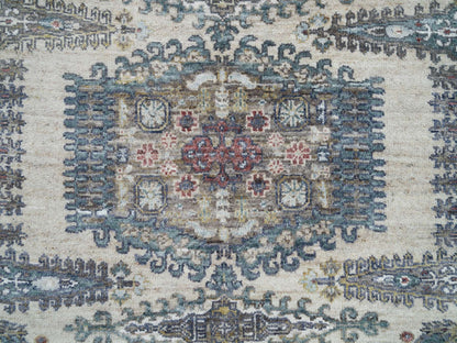 Tribal & Geometric hand-knotted wool rug in Ivory & Eggshell Ivory, 5'10" x 5'10" — SKU O065837 (view 5)