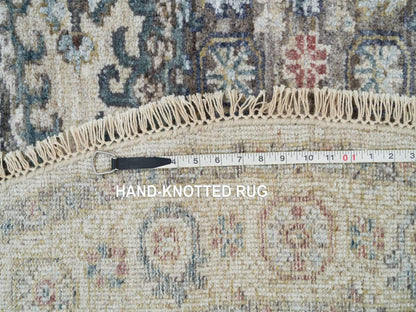 Ivory 5'10" x 5'10" Tribal Hand knotted Wool Rug - Sku: O065837