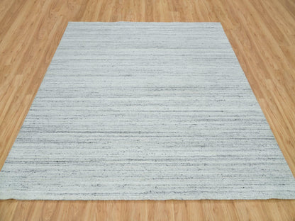 Grey 7'11" x 7'11" Modern / Contemporary Handloom Wool Rug - Sku: O065838
