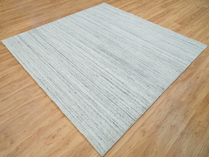 Grey 7'11" x 7'11" Modern / Contemporary Handloom Wool Rug - Sku: O065838