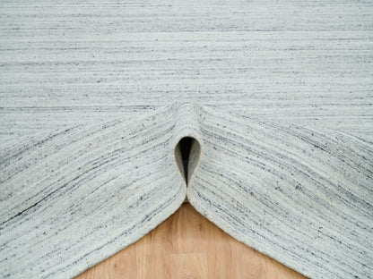 Grey 7'11" x 7'11" Modern / Contemporary Handloom Wool Rug - Sku: O065838