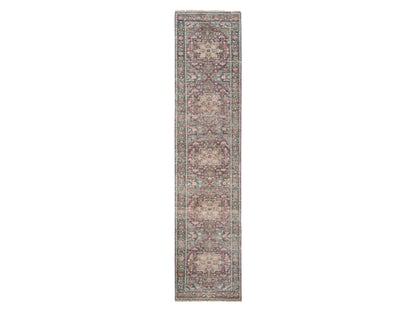 Heriz Tribal & Geometric hand-knotted wool runner in Red & Gainsboro, 2'6" x 11'9" — SKU O065849