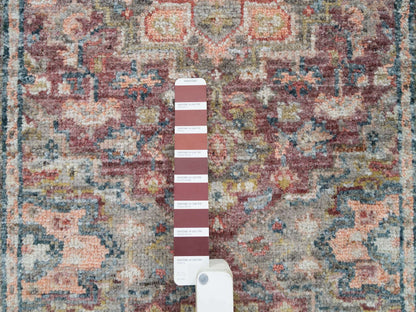 Heriz Tribal & Geometric hand-knotted wool runner in Red & Gainsboro, 2'6" x 11'9" — SKU O065849 (view 4)