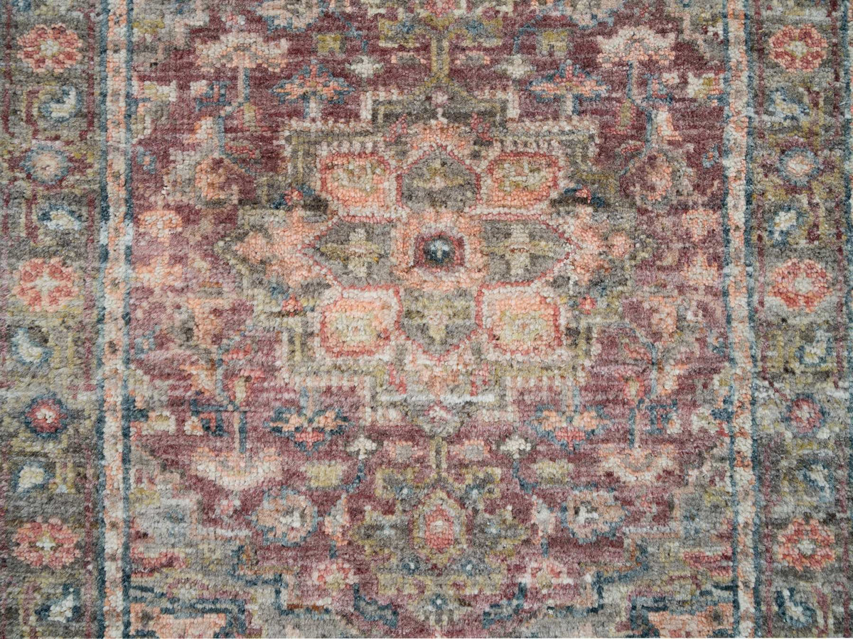 Heriz Tribal & Geometric hand-knotted wool runner in Red & Gainsboro, 2'6" x 11'9" — SKU O065849 (view 5)