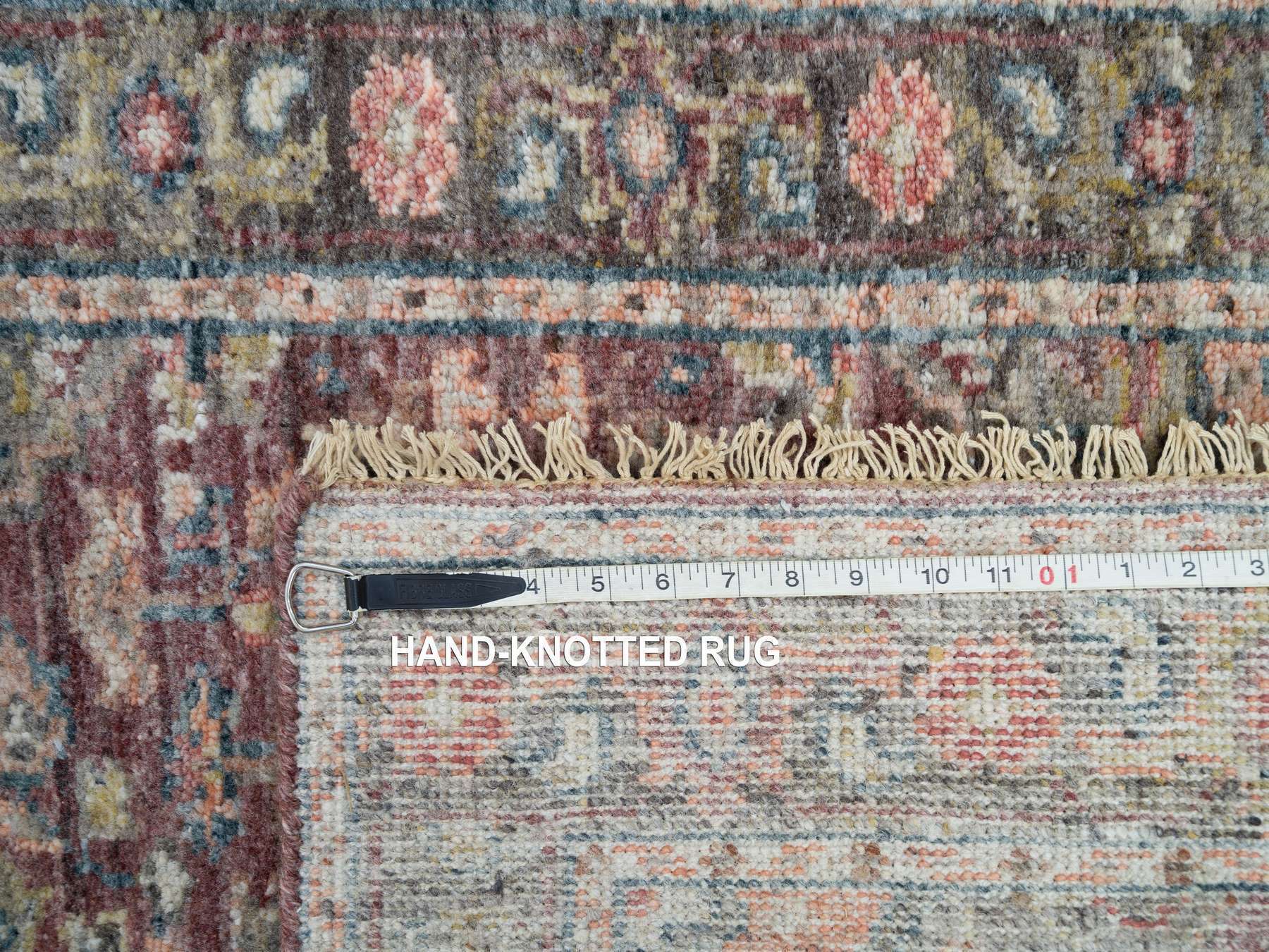 Heriz Tribal & Geometric hand-knotted wool runner in Red & Gainsboro, 2'6" x 11'9" — SKU O065849 (view 8)