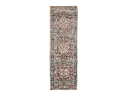 Heriz Tribal & Geometric hand-knotted wool runner in Red & Owl Gray, 2'7" x 7'10" — SKU O065850