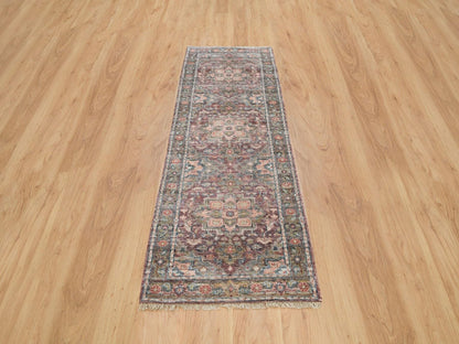 Heriz Tribal & Geometric hand-knotted wool runner in Red & Owl Gray, 2'7" x 7'10" — SKU O065850 (view 2)