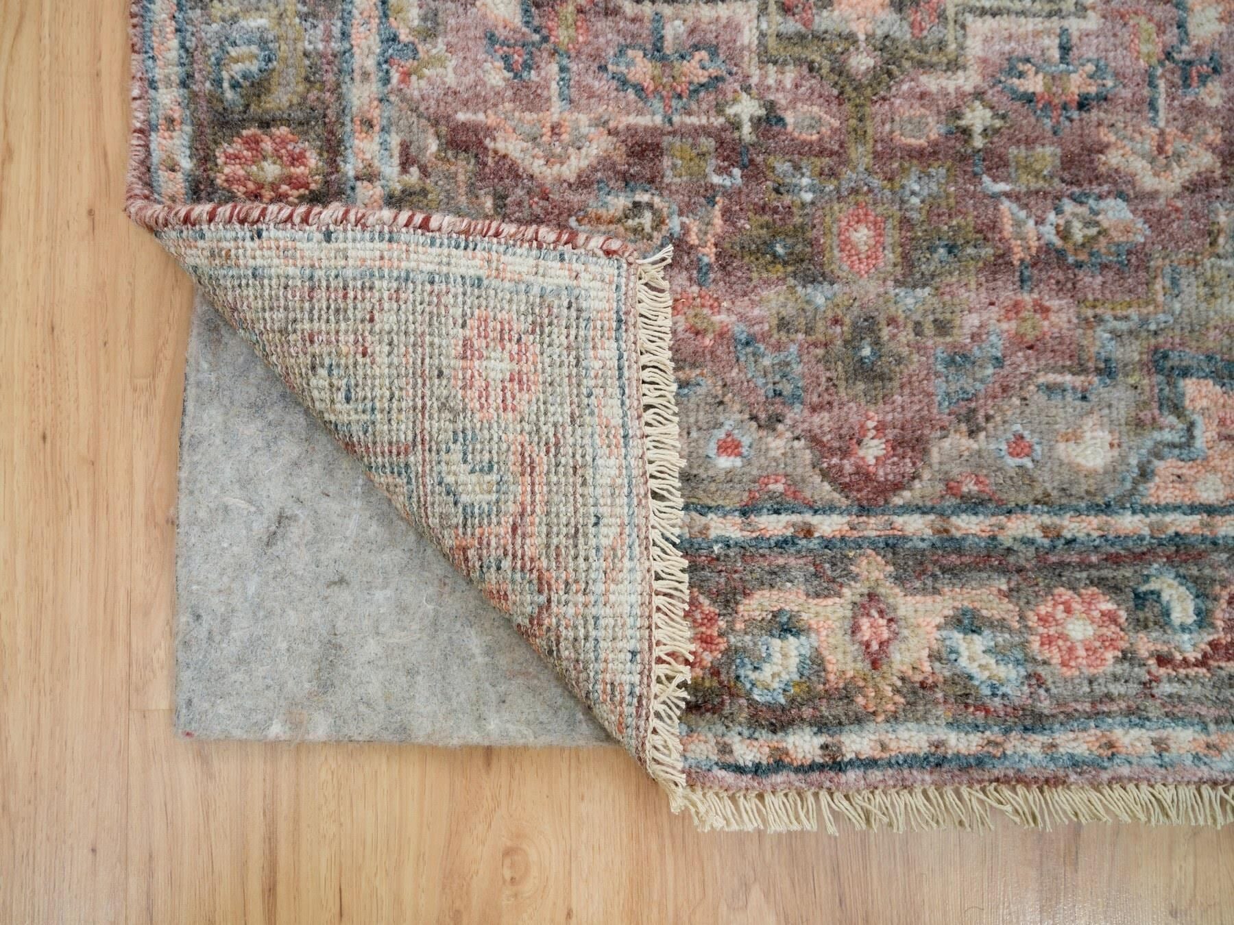 Heriz Tribal & Geometric hand-knotted wool runner in Red & Owl Gray, 2'7" x 7'10" — SKU O065850 (view 3)