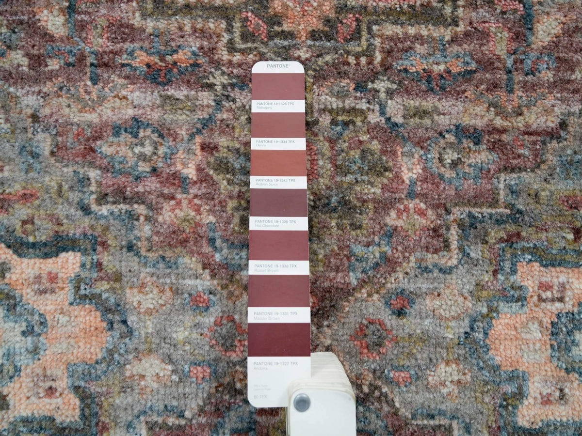 Heriz Tribal & Geometric hand-knotted wool runner in Red & Owl Gray, 2'7" x 7'10" — SKU O065850 (view 4)