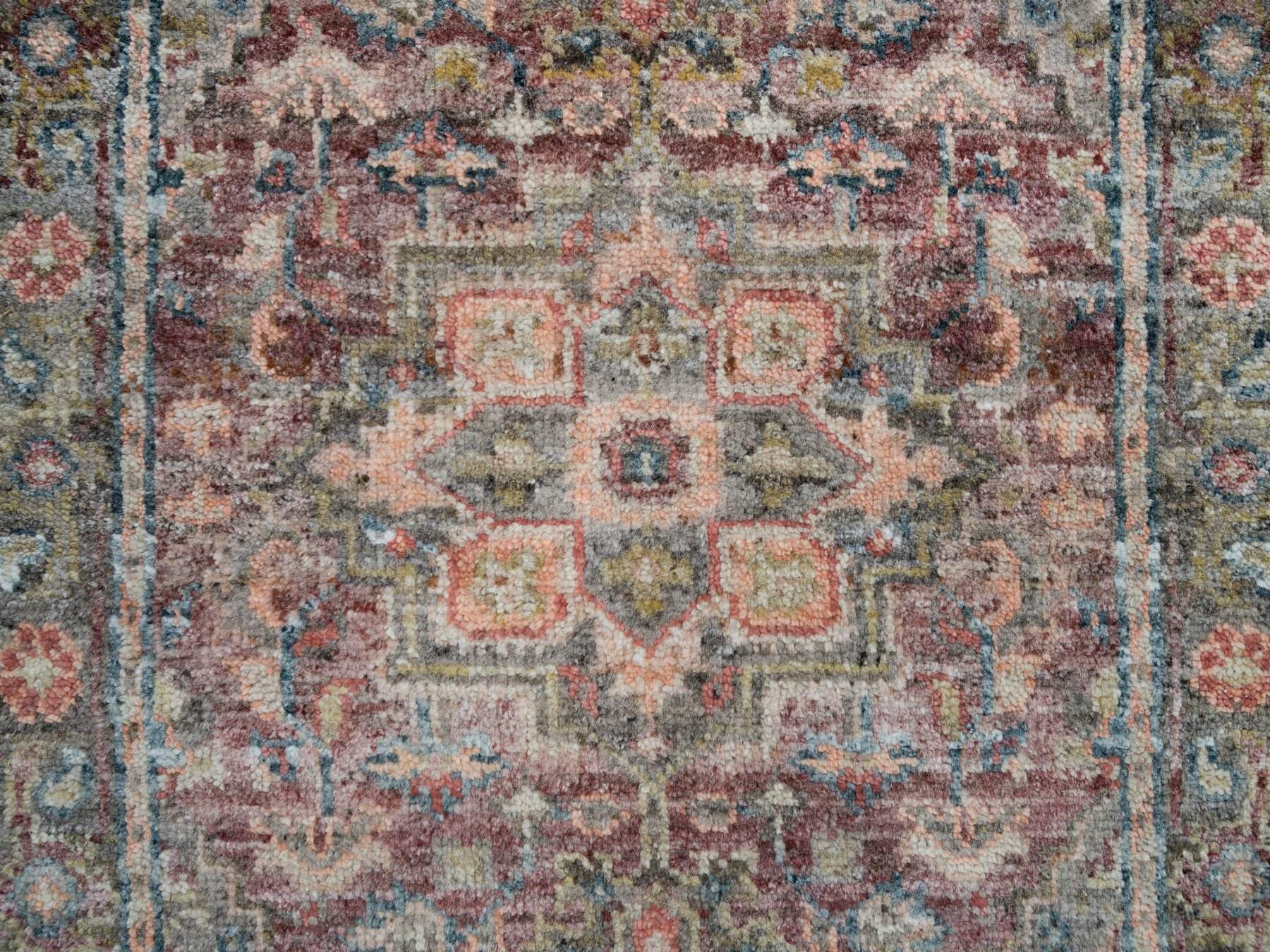 Heriz Tribal & Geometric hand-knotted wool runner in Red & Owl Gray, 2'7" x 7'10" — SKU O065850 (view 5)