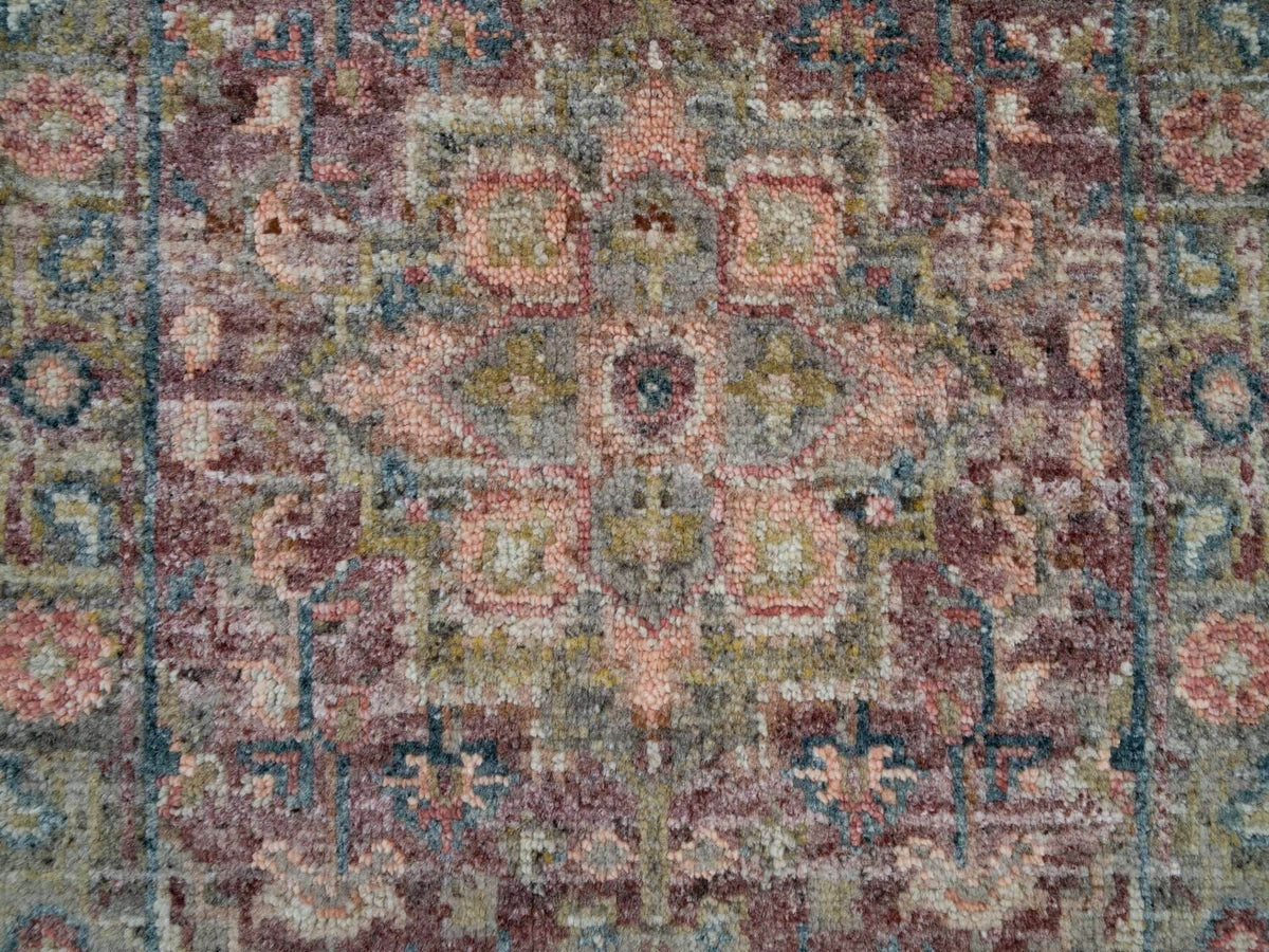Heriz Tribal & Geometric hand-knotted wool rug in Red & Gray, 2' x 3' — SKU O065851 (view 5)