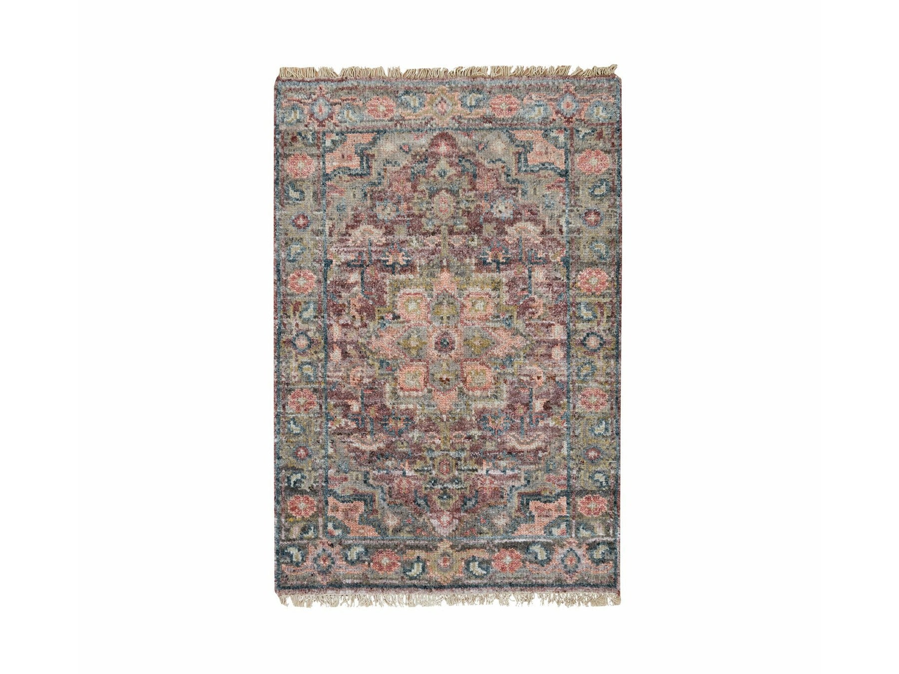 Heriz Tribal & Geometric hand-knotted wool rug in Red & Gray, 1'11" x 3'1" — SKU O065853