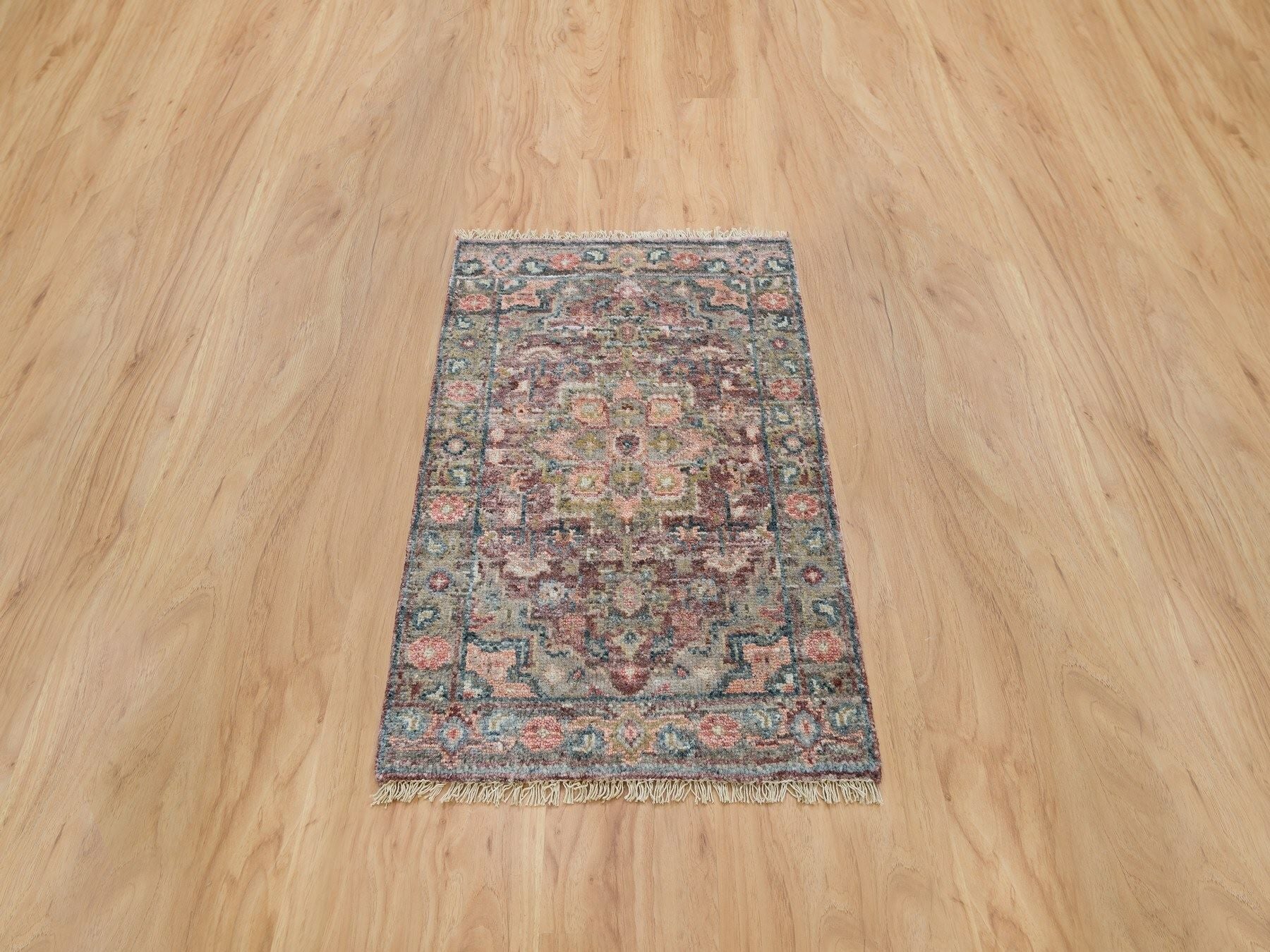 Heriz Tribal & Geometric hand-knotted wool rug in Red & Gray, 1'11" x 3'1" — SKU O065853 (view 2)