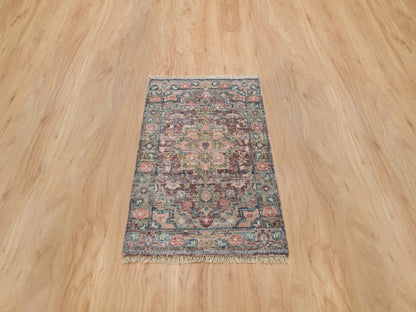 Heriz Tribal & Geometric hand-knotted wool rug in Red & Gray, 1'11" x 3'1" — SKU O065853 (view 2)