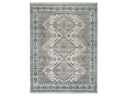 Shiraz Tribal & Geometric hand-knotted wool rug in Ivory, 8'10" x 11'10" — SKU O065856