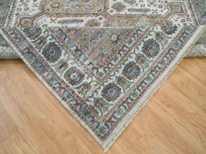 Shiraz Tribal & Geometric hand-knotted wool rug in Ivory, 8'10" x 11'10" — SKU O065856 (view 6)